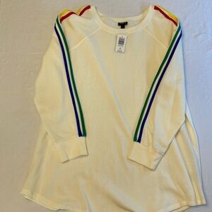 Torrid Cream Sweatshirt with Rainbow Stripes -New with Tags.